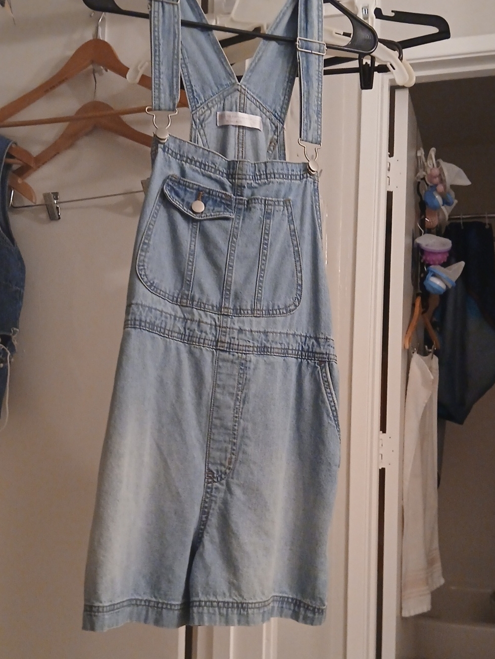 No Boundaries Light Blue Denim Overall Dress